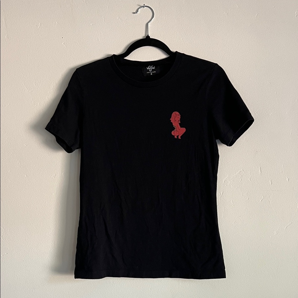 Valfre Black Tee with Red Graphic